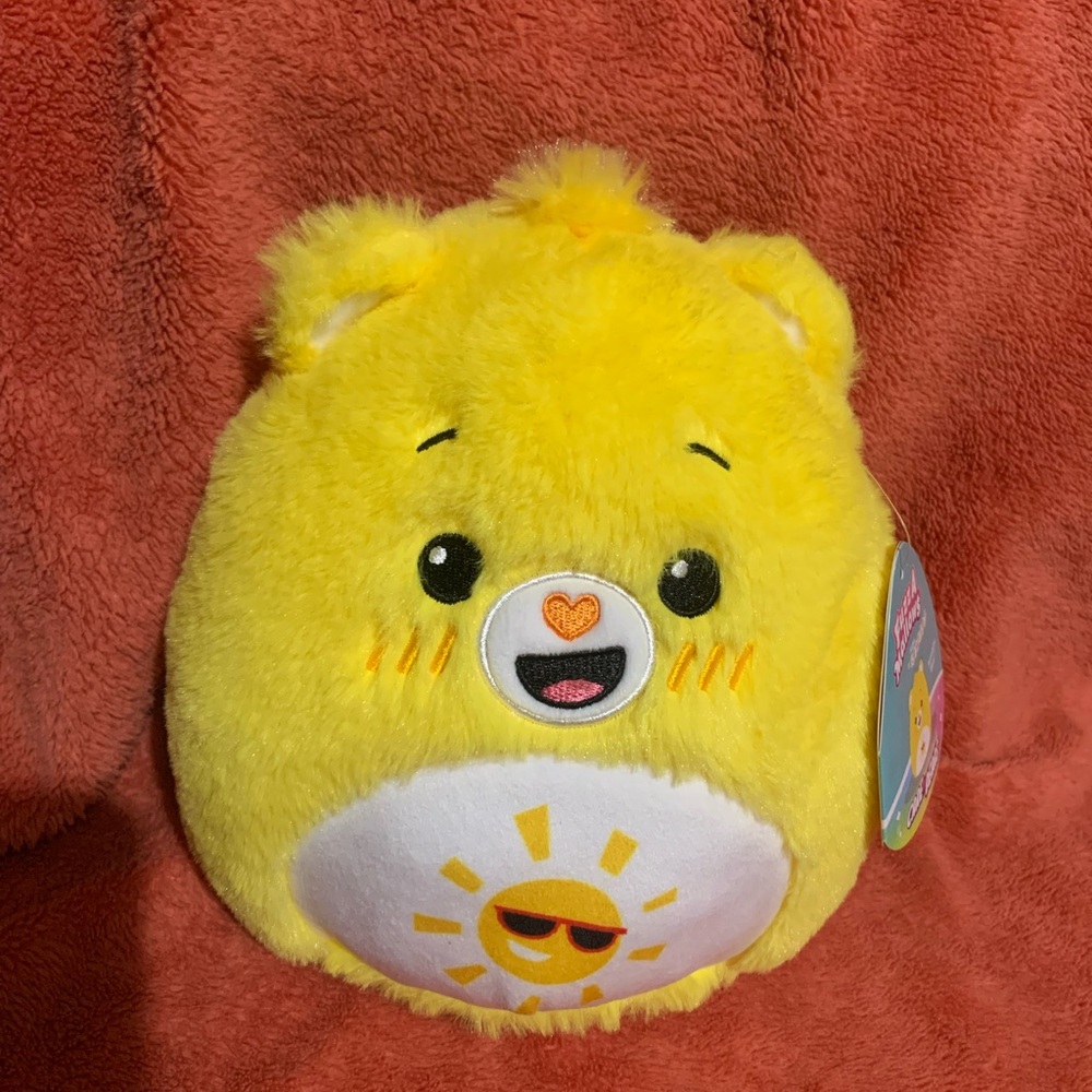 NWT Squishmallows FuzzAmallows 8” Inch Care Bears Funshine Fuzzy Plush Yellow